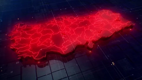Turkey digital map 4k looping Stock Footage 307908154