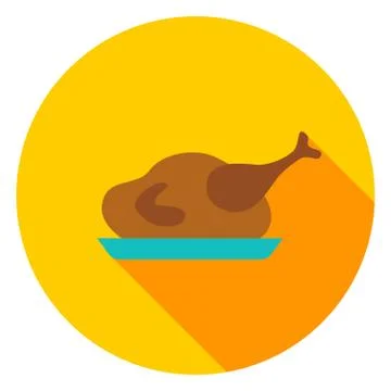 Turkey Dinner Circle Icon Stock Illustration