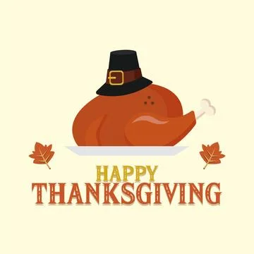 Turkey dinner with hat. Vector Stock Illustration