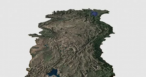 Turkey east to west map with 3d relief 4K satellite ground low height Stock Footage 218620393