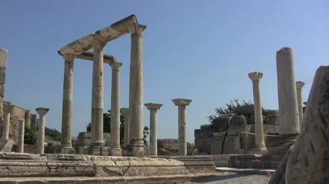 Turkey Ephesus Basilica of St John columns Video stock 34692607