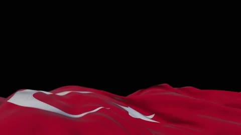 Turkey fabric flag waving on the wind loop. Turkey embroidery stiched cloth b Stock Footage 195011391
