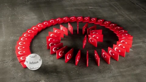 Turkey Flag - Affected by Inflation 스톡 동영상 321580286