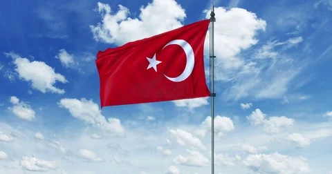 Turkey flag animation, alpha channel Stock Footage 79660766