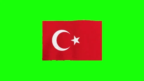 Turkey flag animation on green background Vidéo 329201279