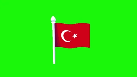 Turkey flag animation on green screen Stock Footage 335257554