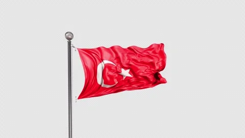Turkey Flag  Animation Loop Include Alpha 3D Rendering Stock-Footage 312111114