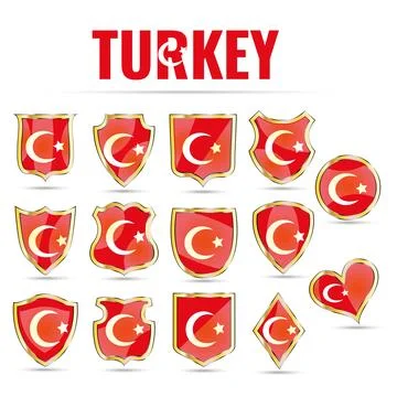 Turkey flag badges set, Turkish shields and icons pack Ilustración de archivo