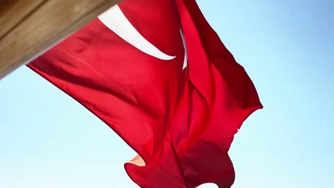Turkey flag blowing on wind. Stock Footage 201302807