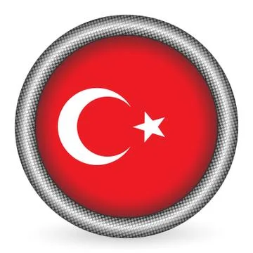 Turkey flag button Stock Illustration