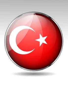 Turkey flag button Stock Illustration