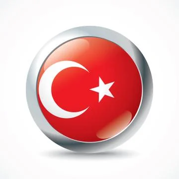Turkey flag button Stock Illustration