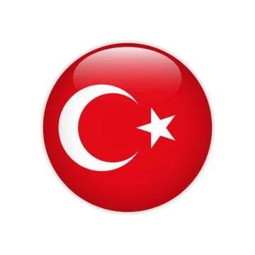 Turkey flag on button Stock Illustration