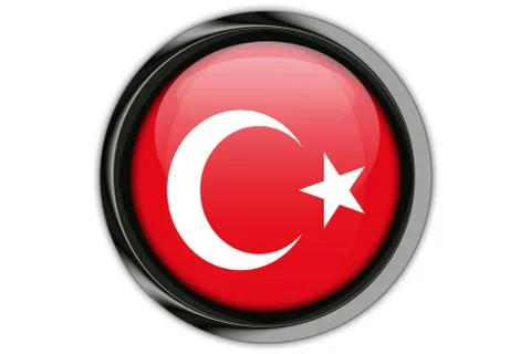 Turkey flag in the button pin Isolated on White Background 写真素材
