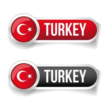 Turkey Flag button set Illustrazione stock