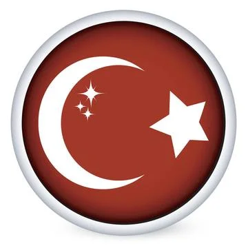 Turkey flag button Turkey sphere flag button, isolated vector on white Cop... Foto stock