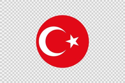 Turkey   flag in circle shape isolated  on png or transparent  background,Sym Stock Illustration