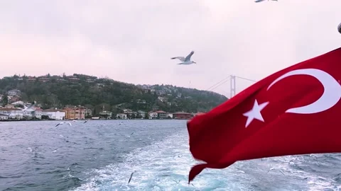 Turkey flag close-up. The fluttering of the Turkish flag against the backdrop of Stock-Footage 224935782