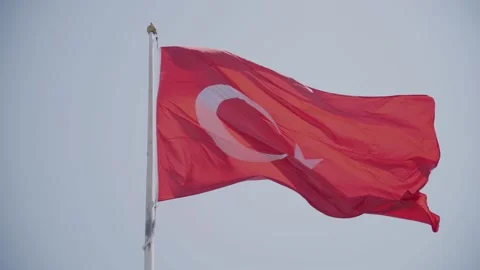 Turkey Flag close up view Stock Footage 160715501