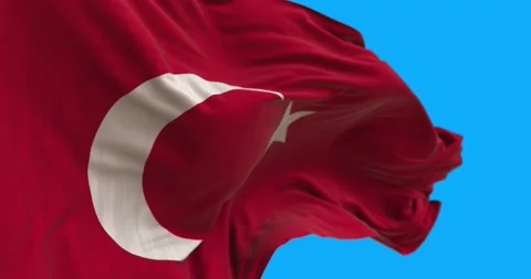 Turkey flag closeup. The flag of Turkey flutters in the wind. Stock Footage 156287293