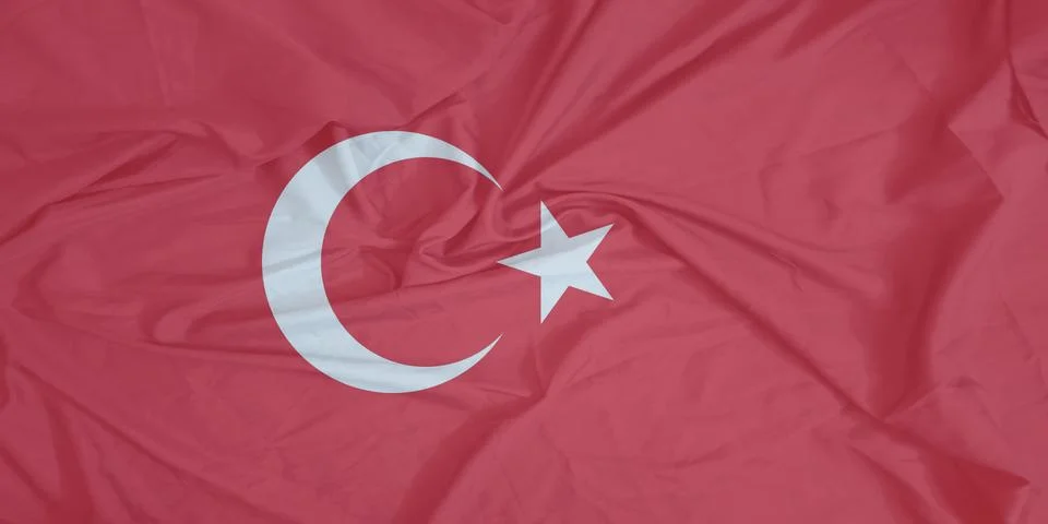 Turkey Flag cloth fluttering in the air Stock Photos