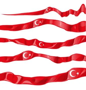 Turkey flag collaction horizontal on white background Ilustração Stock