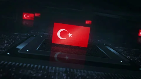 Turkey flag on computer cpu Stock Footage 303385276