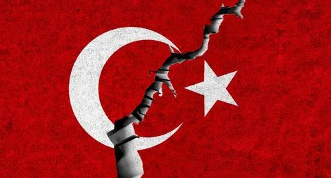 Turkey flag on cracked wall background 스톡 일러스트