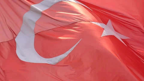 Turkey flag on flagpole closeup. Stock Footage 129199924