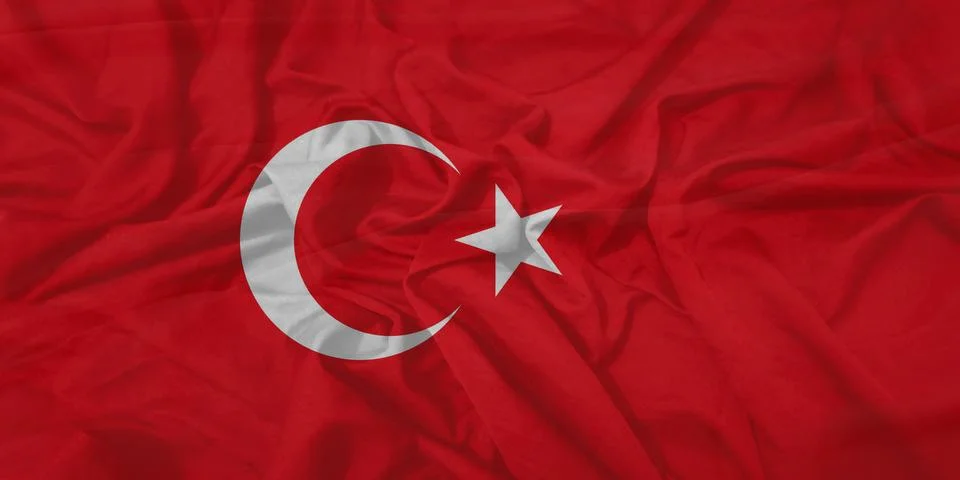 Turkey  Flag floating wind wave Stock Photos