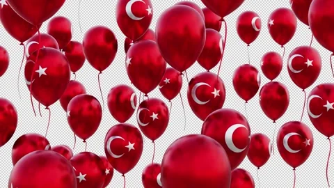 Turkey Flag On The Flying Balloons Stock Footage 314671688