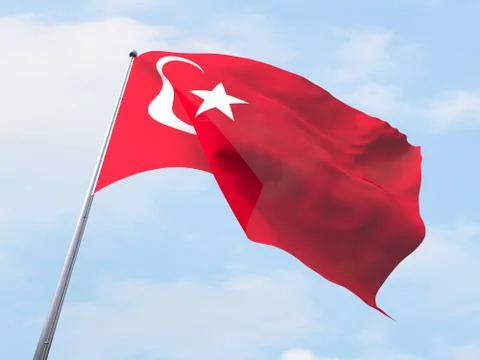 Turkey flag flying on clear sky. Stock Illustration
