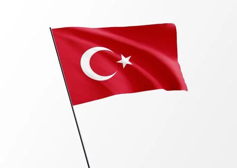 Turkey flag flying high in the isolated background Turkey independence day Stock Illustration
