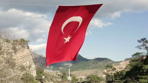 Turkey Flag  Stock Footage 61565380