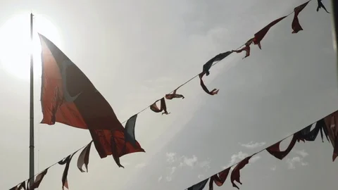 Turkey Flag In Front of Sun Stock Footage 87790595