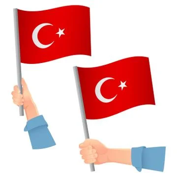 Turkey flag in hand icon Stock Illustration