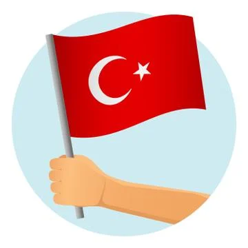Turkey flag in hand Stock Illustration