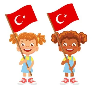 Turkey flag in hand set Stock Illustration