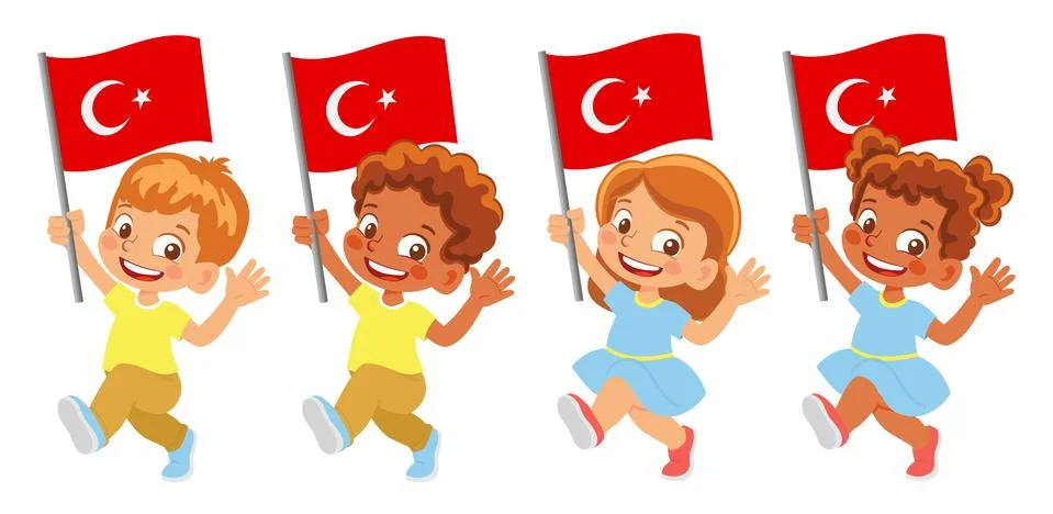 Turkey flag in hand set Stock Illustration