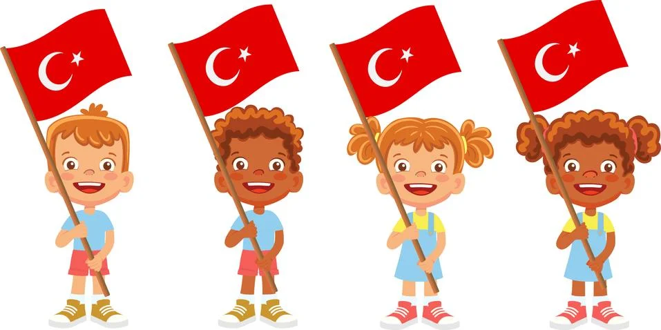 Turkey flag in hand set Stock Illustration