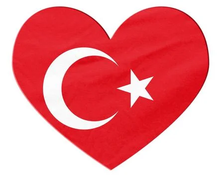 Turkey flag heart shape on transparent background Stock Illustration
