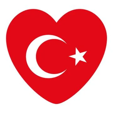 Turkey flag heart shape vector background Illustrazione stock