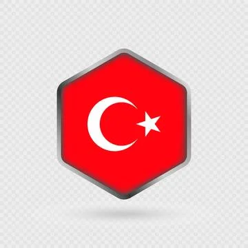 Turkey Flag Icon in Hexagon Shape. Stock Illustration