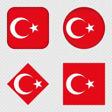 Turkey Flag Icons Pack. Vector illustration. Stock Illustration