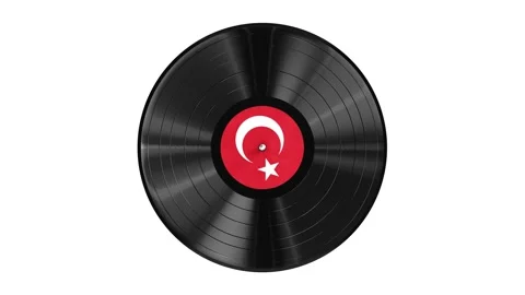 Turkey flag label vinyl record looping 3D animation with alpha Stock-Footage 158219144