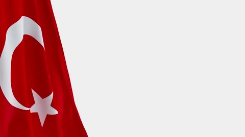 Turkey Flag on Left Side, Waving National Symbol with Copy Space Vídeos de archivo 336302397