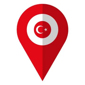 Turkey flag location map pin icon vector Stock Illustration