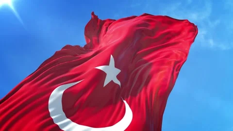 Turkey Flag Low Angle View Stock Footage 295699155