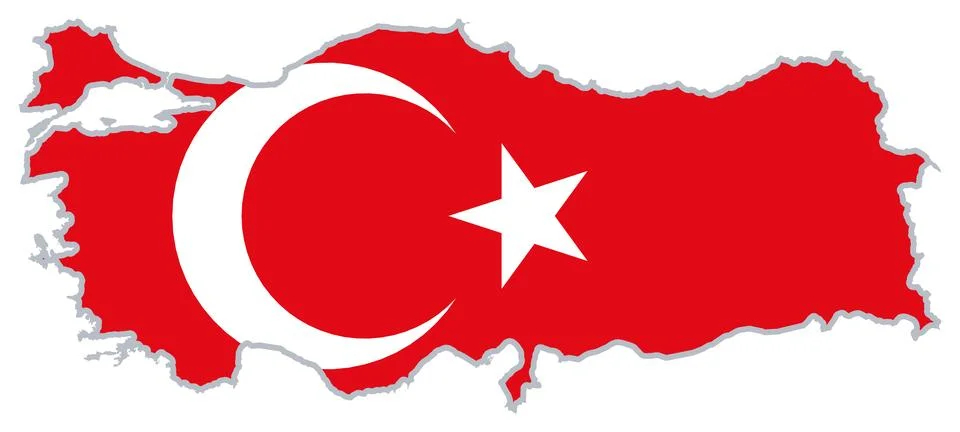 Turkey flag map Stock Illustration