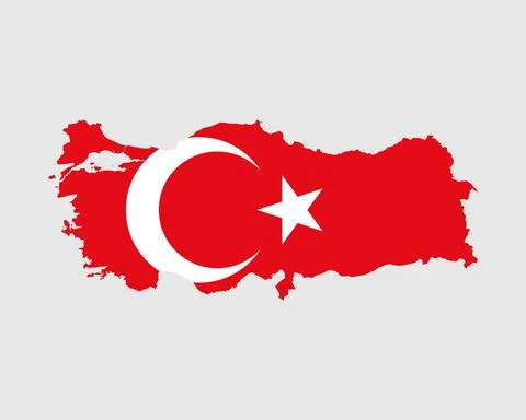Turkey Flag Map. Map of the Republic of Turkey with the Turkish country banner Illustrazione stock